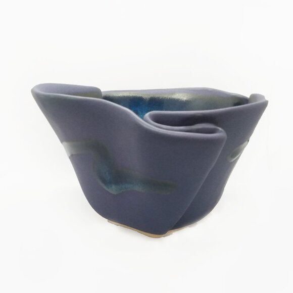 Hilborn Handmade Pinched Pottery Purple with Blues Bowl/Dips - Picture 3 of 7
